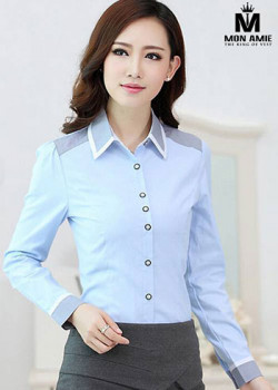 Đồng Phục Áo Sơ Mi Nữ Màu Xanh Dương
